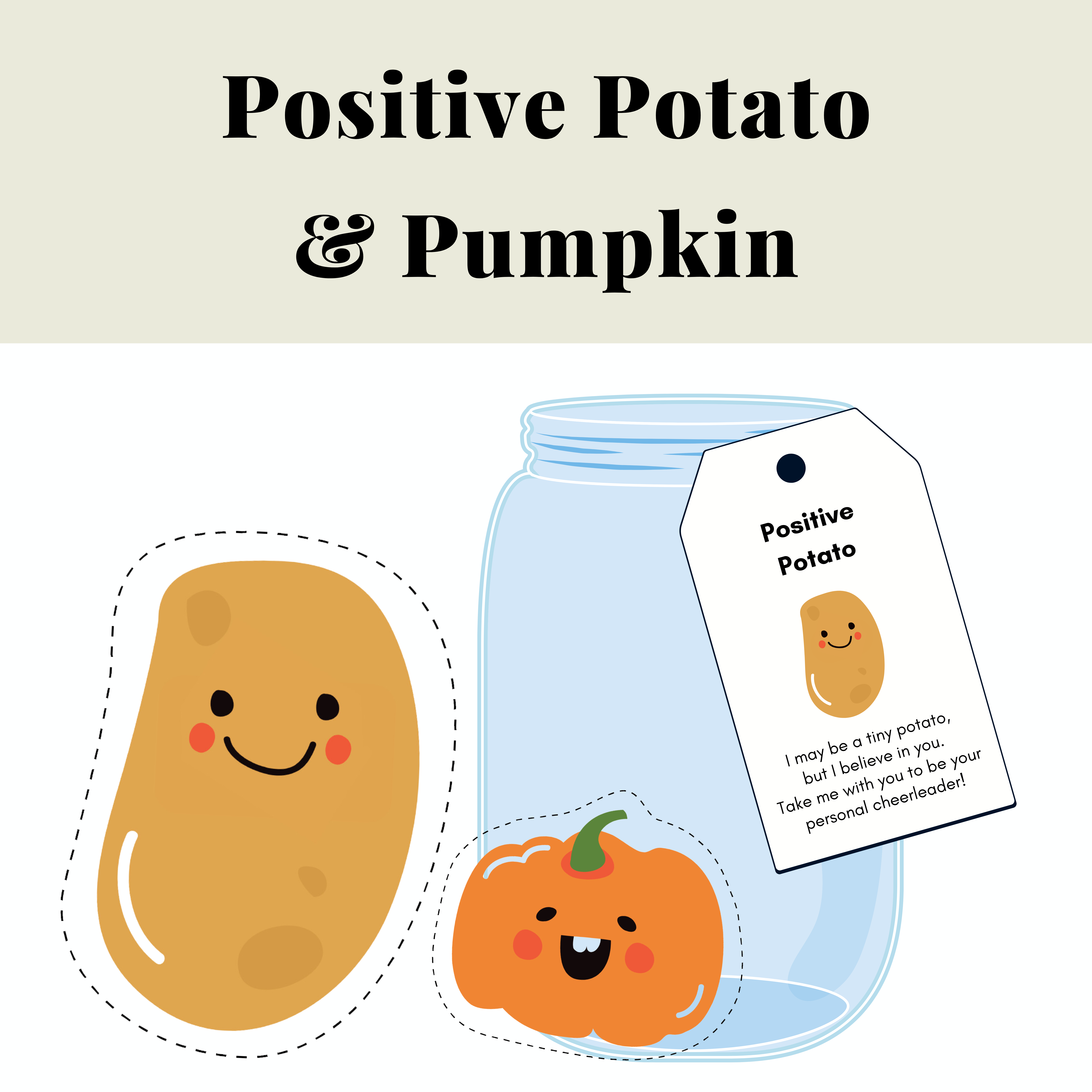 Positive Potato and Pumpkin, Emotional Support, Printable, Anxiety